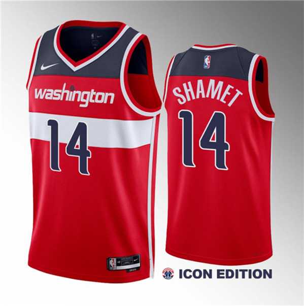 Mens Washington Wizards #14 Landry Shamet Red 2023 Draft Icon Edition Stitched Jersey->washington wizards->NBA Jersey